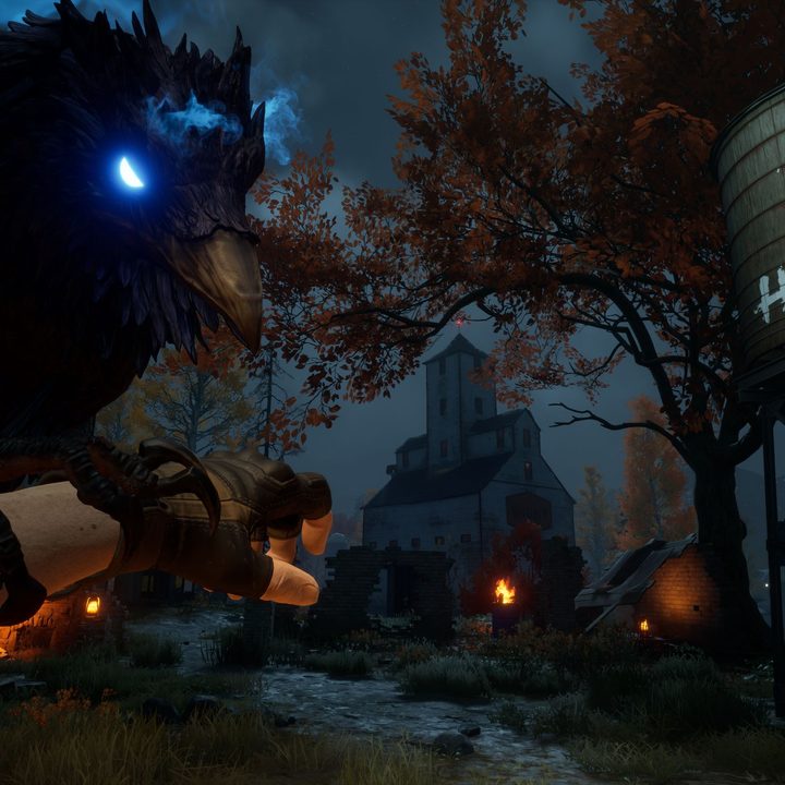 A raven perches on a human hand in Redfall.