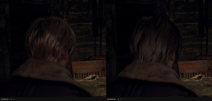 Hair strands in Resident Evil 4 Remake.