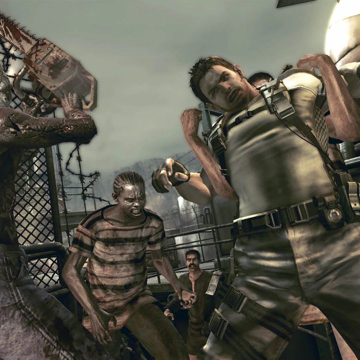 Enemies attack Chris Redfield in Resident Evil 5.