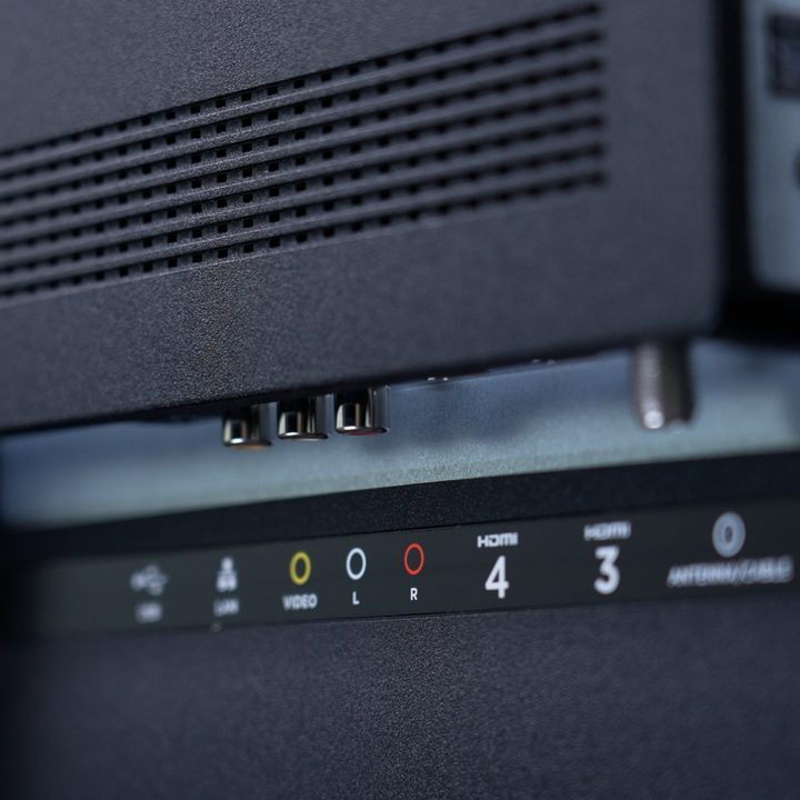 The input selection on the rear panel of a Roku Plus Series TV.
