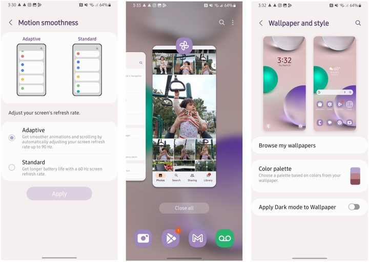 Samsung Galaxy A14 5G display screenshots