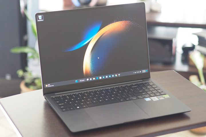 Samsung Galaxy Book3 Ultra front angled view showing display and keyboard deck.