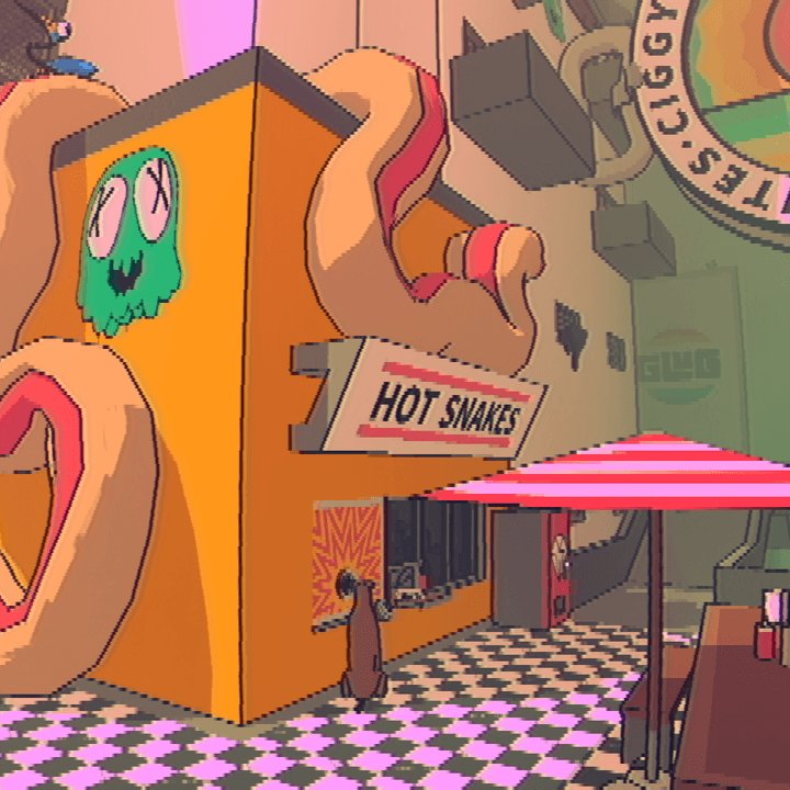 A food stand called Hot Snakes appears in Sludge Life 2.