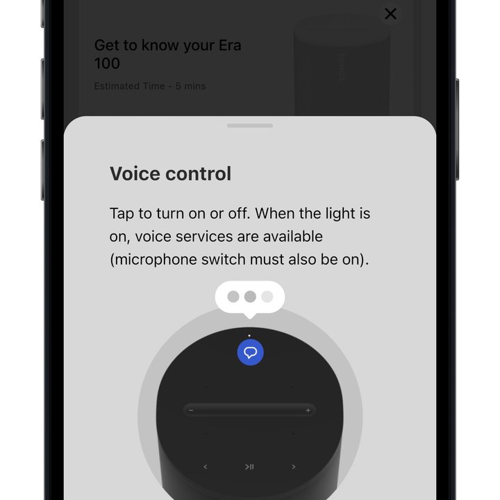 Sonos app for iOS: guide screen.