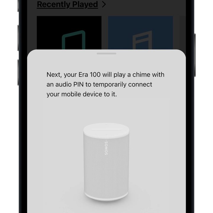 Sonos app for iOS: set up screen.