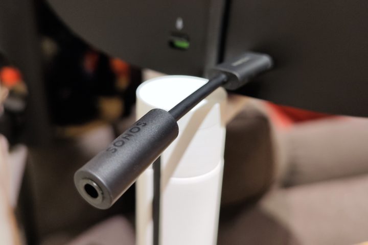 Sonos Era 300 with line-in adapter.