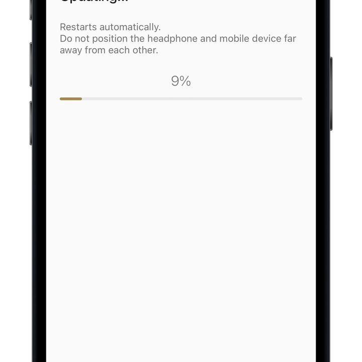 Sony Headphones app showing the WF-1000XM4 being updated.