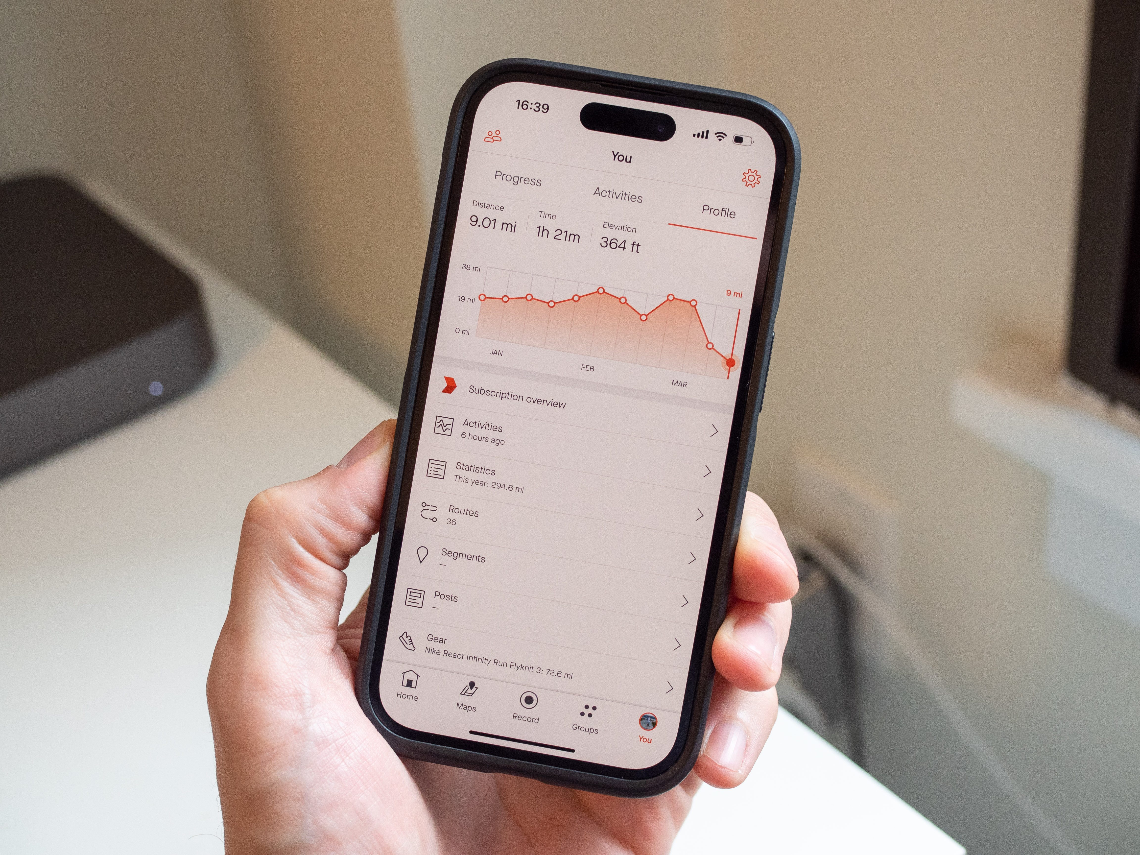 Strava app on an iPhone.