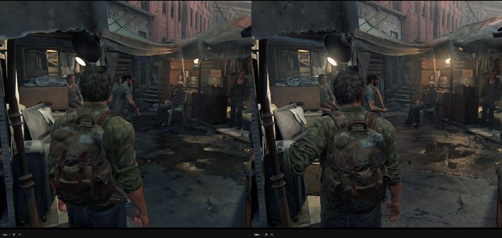 A comparison between the Low and Ultra graphics preset in The Last of Us on PC.