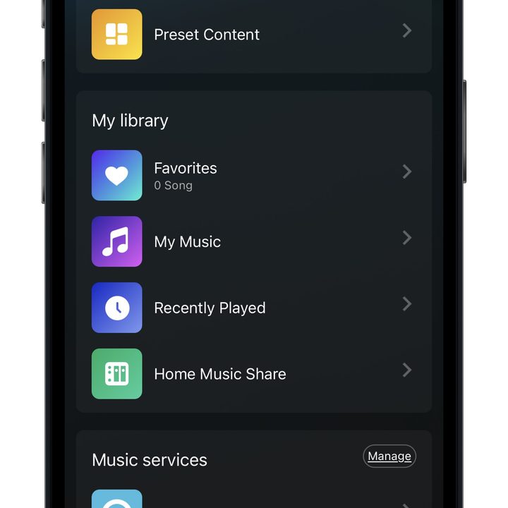Wiim app browse tab.