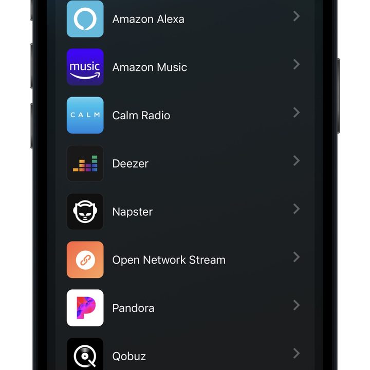 Wiim app browse tab – music services.