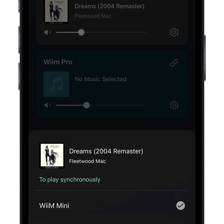 Wiim app on iOS speaker grouping function.