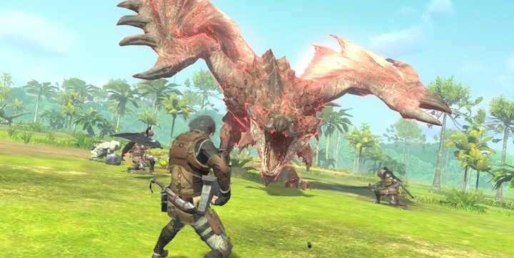 Monster Hunter Now being played horizontally.