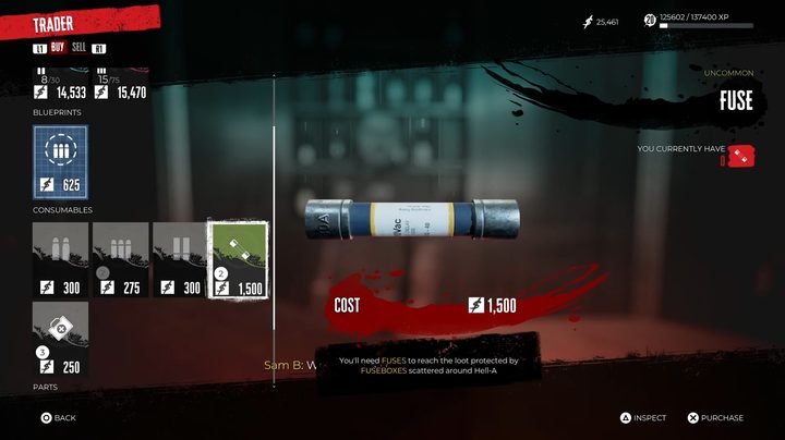 Purchasing a fuse in Dead Island 2.