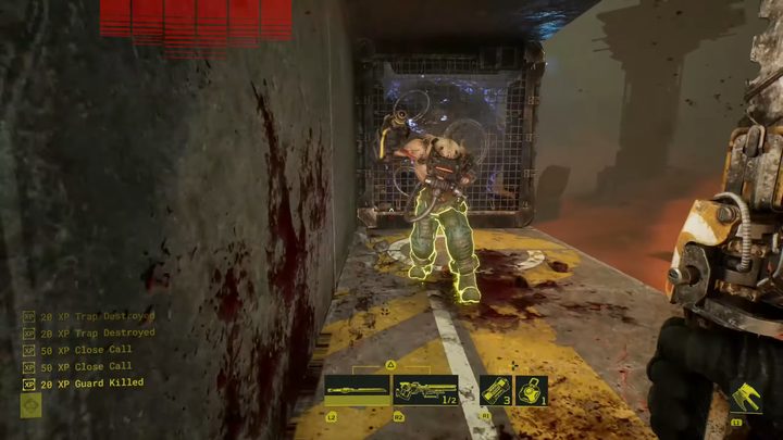 A guard next to a trap.