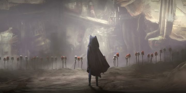 Ahsoka stands in a graveyard of Jedis in The Clone Wars.