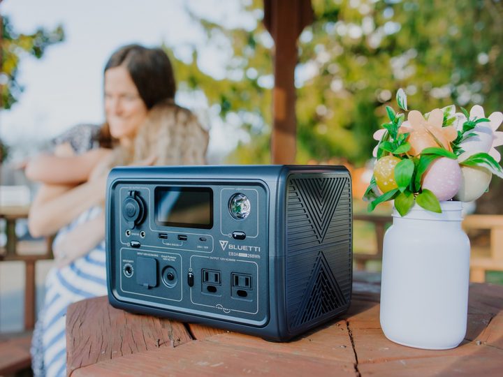 BLUETTI EB3A used outdoors during Easter time to power fun in the sun.