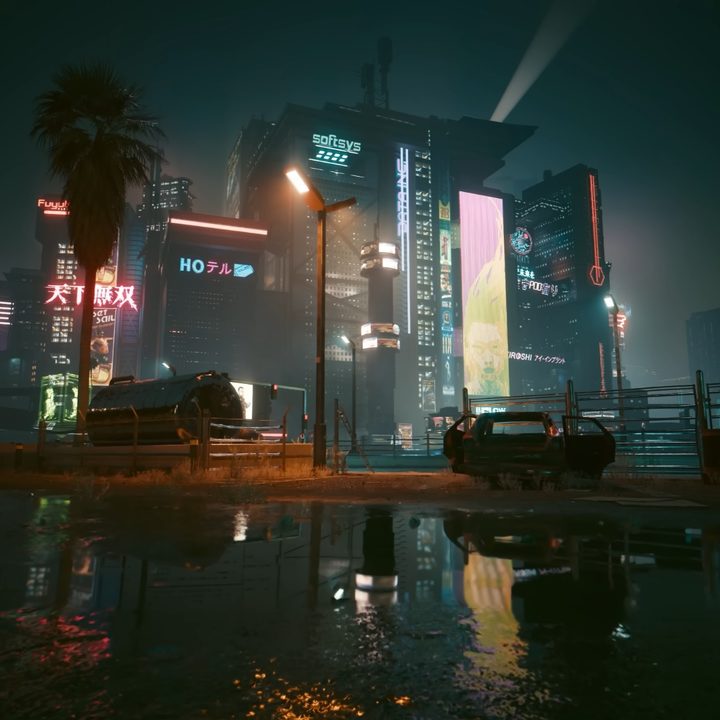 Screenshot of full ray tracing in Cyberpunk 2077.