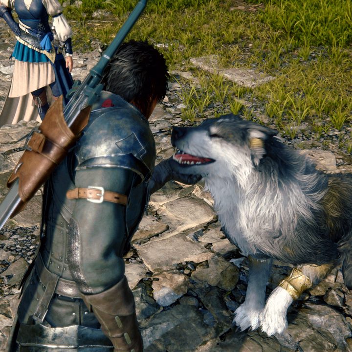 Clive pets the dog in Final Fantasy XVI Final Fantasy 16