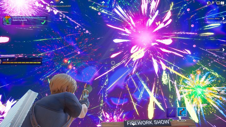 Launching fireworks at Coachella Island in Fortnite.