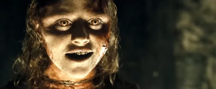 A possessed teenage woman in "Evil Dead."