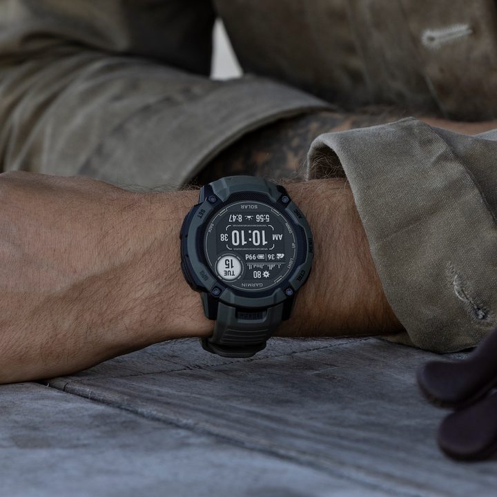 The Garmin Instinct 2X Solar on a person's wrist.