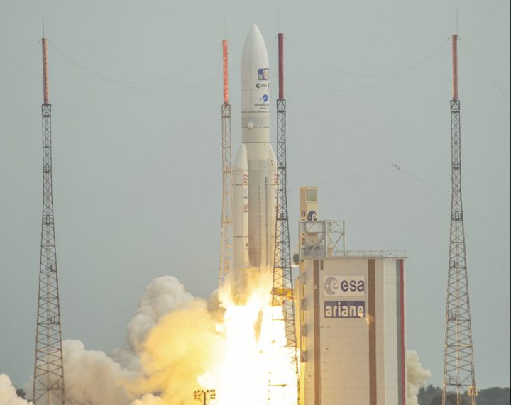 ESA’s latest interplanetary mission, Juice, lifted off on an Ariane 5 rocket from Europe’s Spaceport in French 09:14 local time/14:14CEST on 14 April 2023 to begin its eight-year journey to Jupiter, where it will study in detail the gas giant planet’s three large ocean-bearing moons: Ganymede, Callisto and Europa.