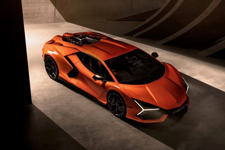 The Lamborghini Revuelto plug-in hybrid supercar.