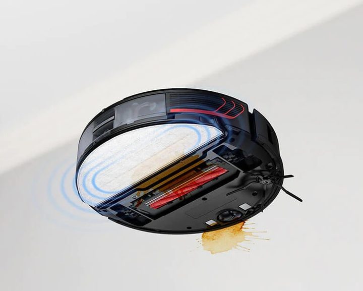 The Roborock S7 MaxV Ultra mopping up a spill.