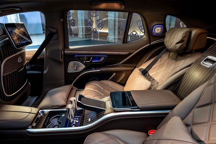 The Mercedes-Maybach EQS SUV's rear seats.