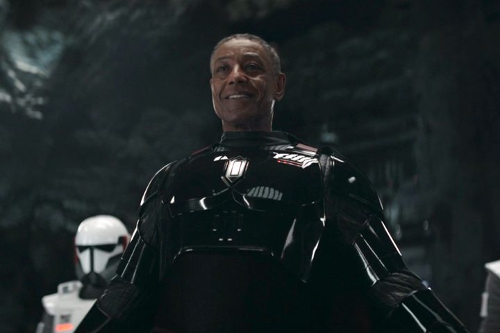 Moff Gideon smiles arrogantly in The Mandalorian season 3 episode 7.