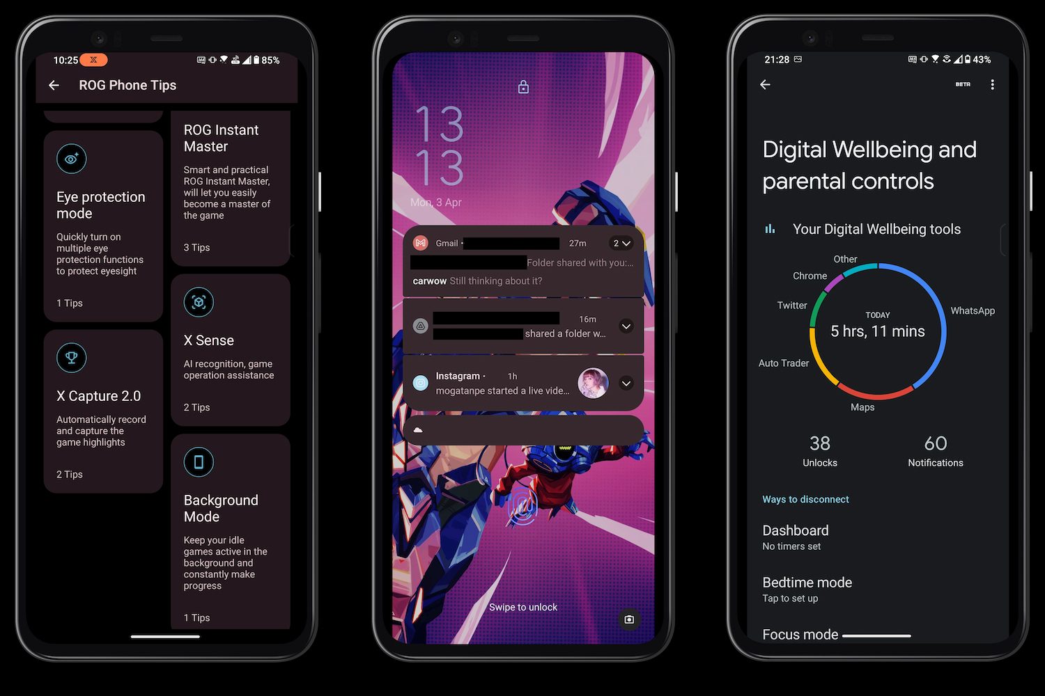 Asus ROG Phone 7 Ultimate screenshots.