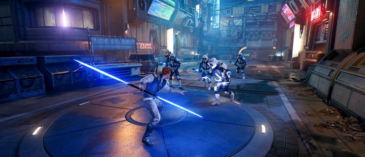 Cal fights Stormtroopers in Star Wars Jedi: Survivor.