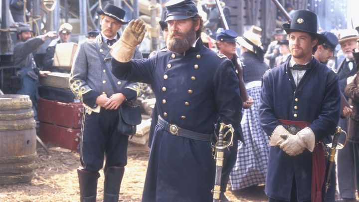 Stonewall Jackson saluting someone off-camera in Gods and Generals.