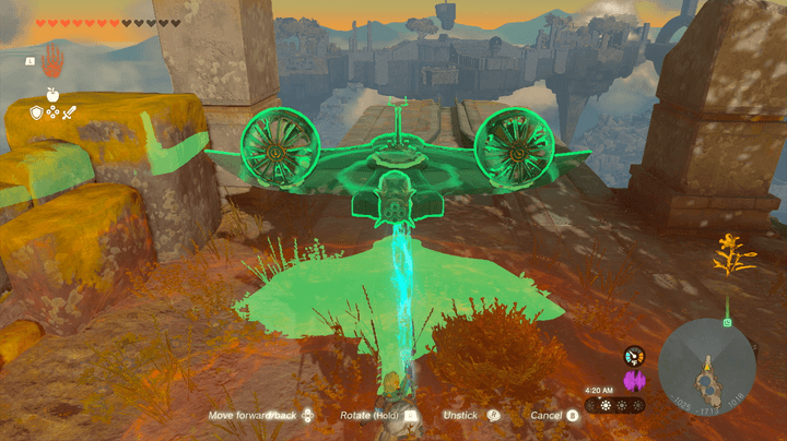 Link crafts an airship in The Legend of Zelda: Tears of the Kingdom.