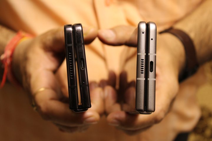 Galaxy Z Fold 4 on the left and Tecno Phantom V Fold on the right.
