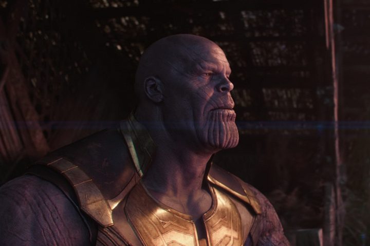 Thanos looks toward the setting sun at the end of Avengers: Infinity War.