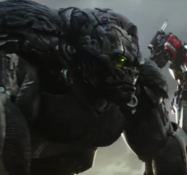 Two transformers stand next to each other in Rise of the Beasts.