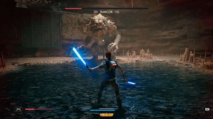 Dual-wield lightsaber stance.