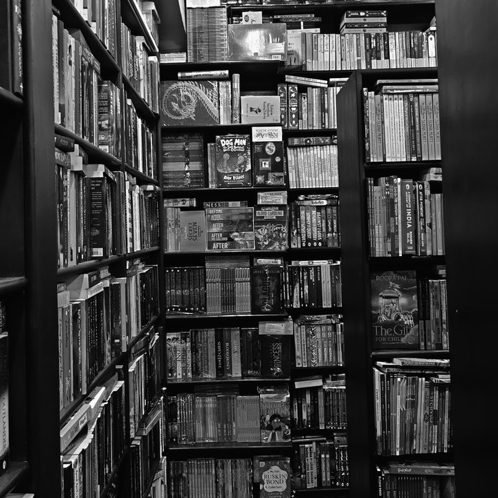 Books on a shelf.