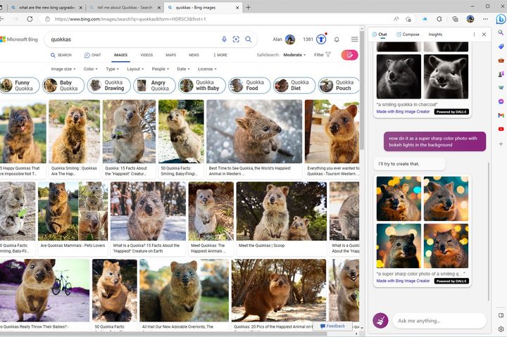 You can create images in the Edge sidebar with Bing Chat,
