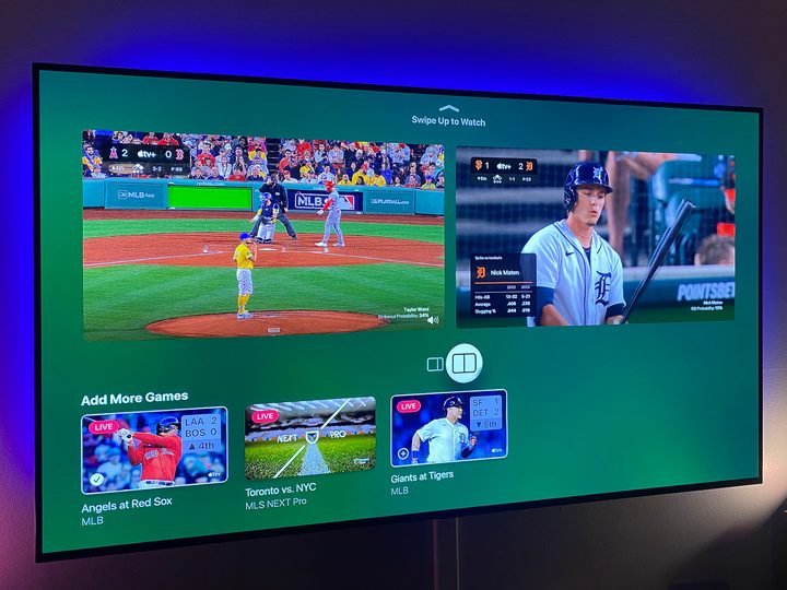 Apple TV's multiview feature as seen with Friday Night Baseball.
