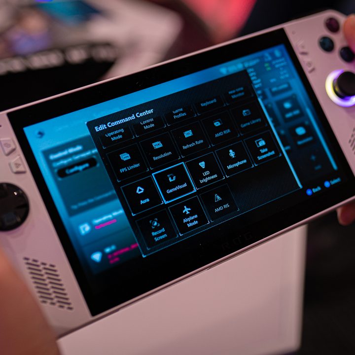 An Armoury Crate edit menu appears on an Asus ROG Ally screen.
