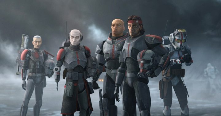 Soldiers stand in The Bad Batch.
