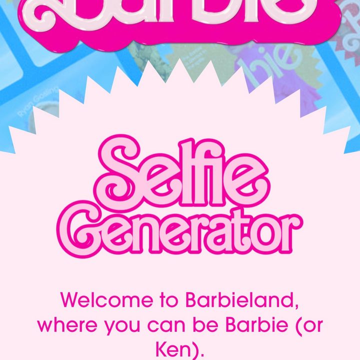 Screenshot of the Barbie Selfie Generator website.