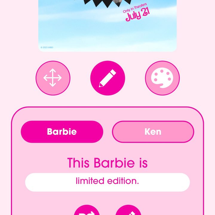 Screenshot of the Barbie Selfie Generator website.