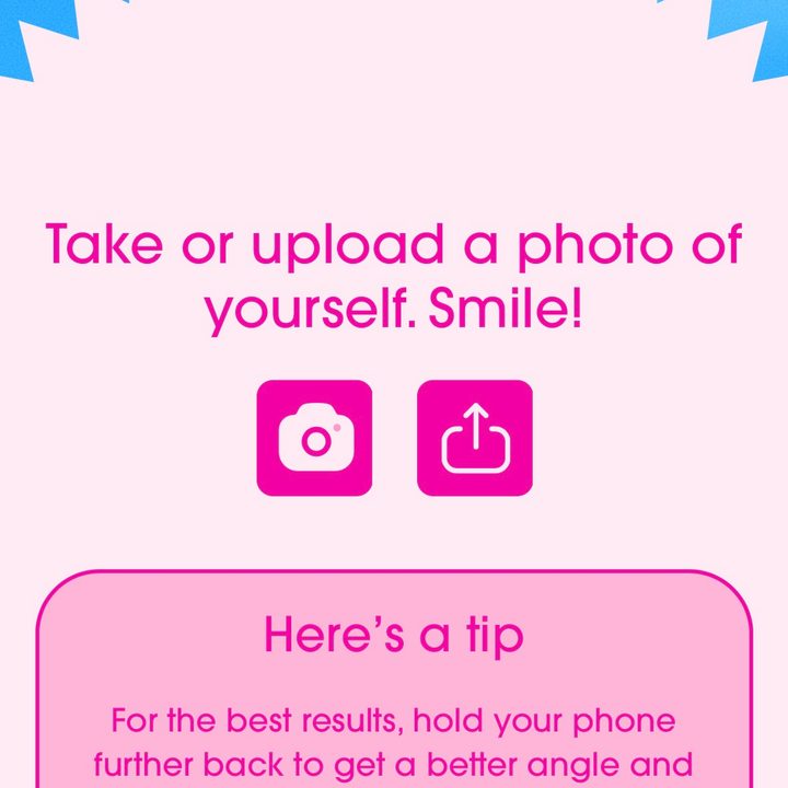 Screenshot of the Barbie Selfie Generator website.