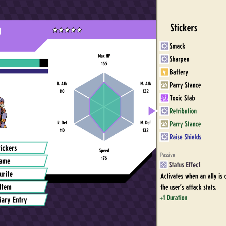 A Cassette Beasts menu shows a monster's attacks.