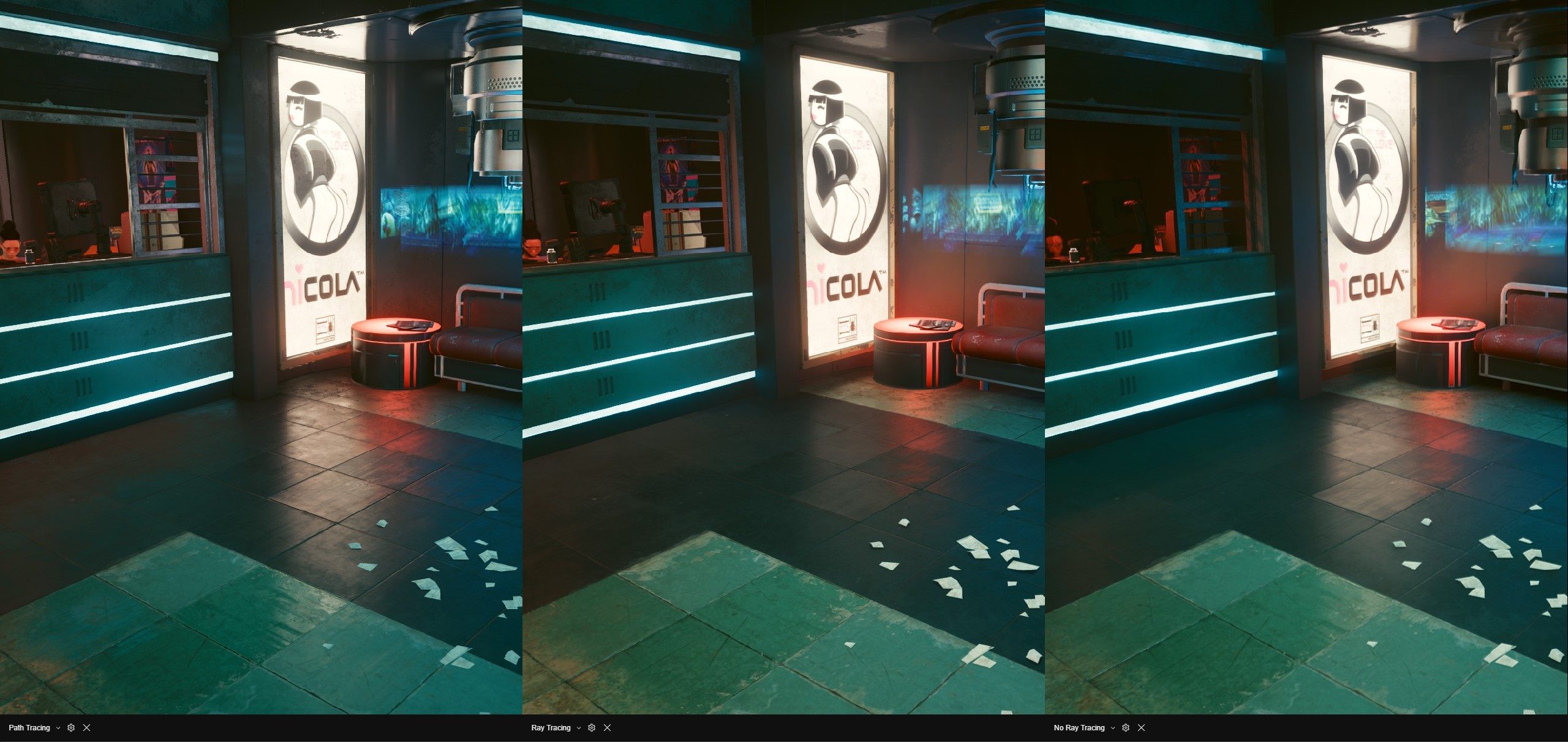 Path tracing in Cyberpunk 2077.