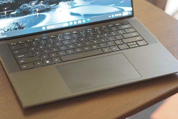 Dell XPS 13 9530 top down view showing keyboard and touchpad.